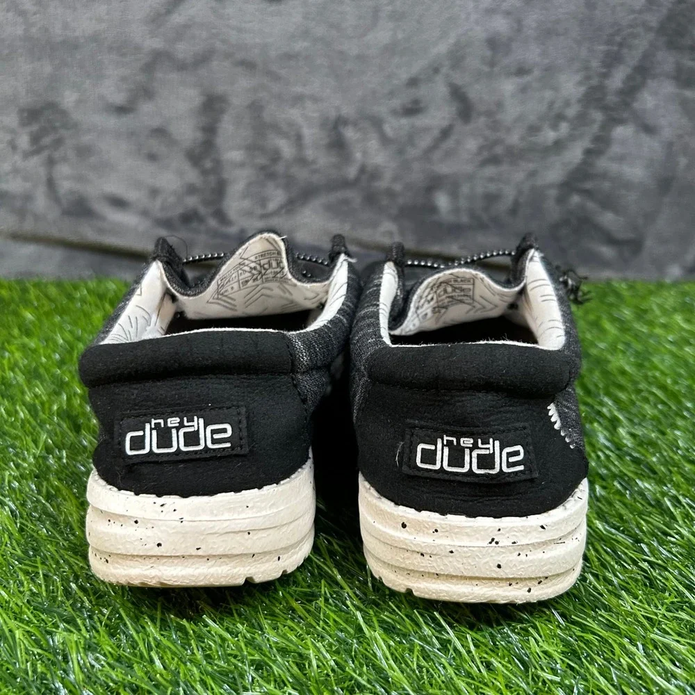 Hey Dude Wally Stretch Shoes Slip On Loafers Comfort‎ Casual Black Womens size 7